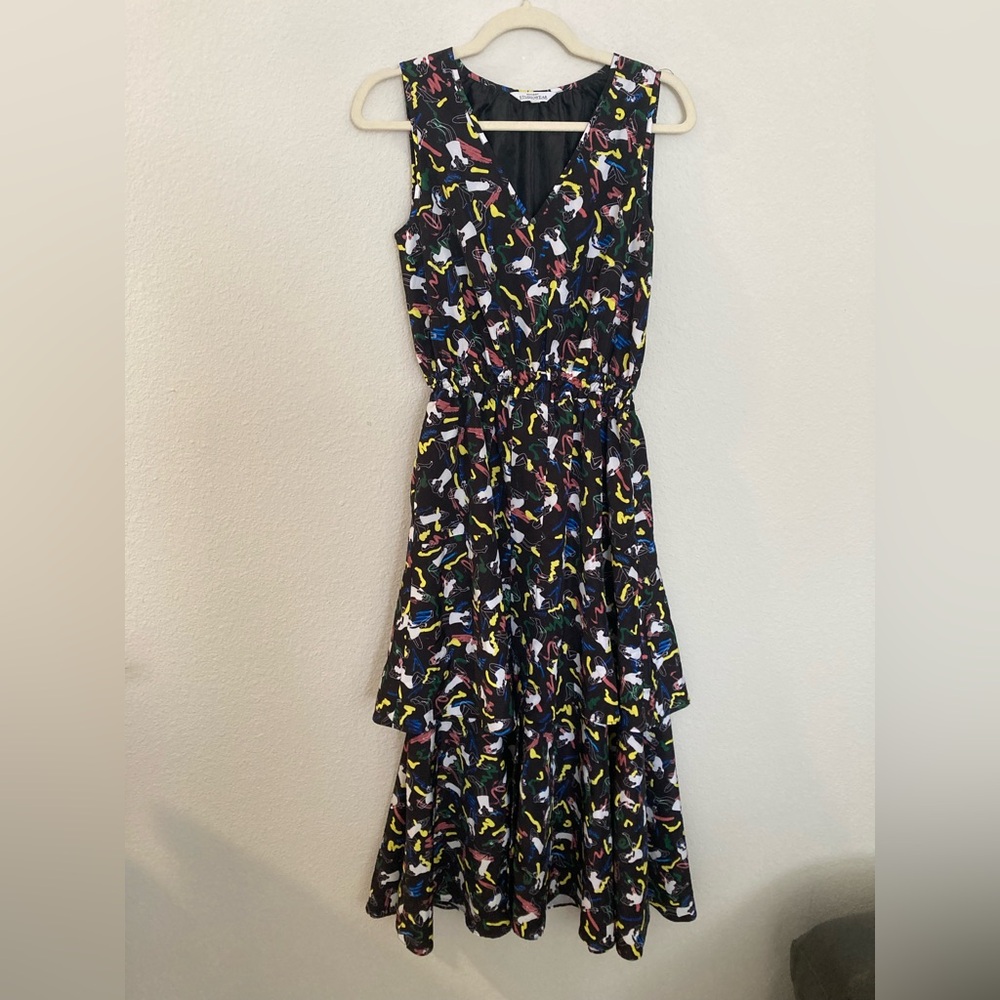 Moussy Studiowear Multicolor Sleeveless Two Tiered Dress Artsy Size 1